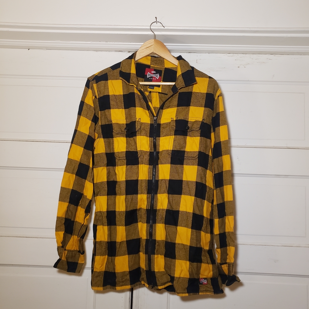 Vans Yellow and Black Plaid Shirt